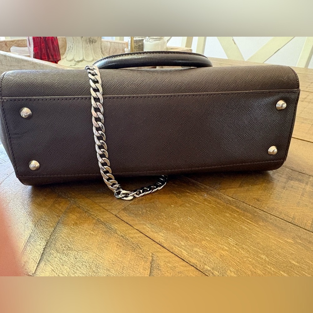 Burberry Chocolate Brown Leather Bag with Check Interior - Picture 15 of 15